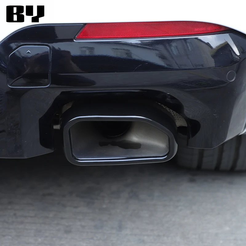 Stainless Steel Black for BMW X3 G01 X4 G02 2022-2024 Car Four-out Tail Throat Muffler Exhaust Pipe Trim Cover Accessories