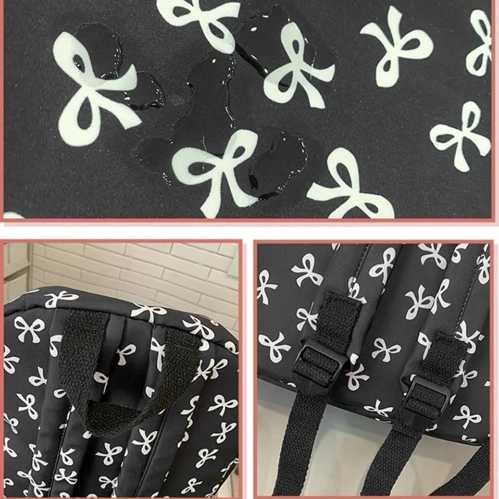 Cute Multi-Pocket Bow Shaped Backpack Large Capacity Adjustable Straps Travel Backpack Students Backpack Outdoor