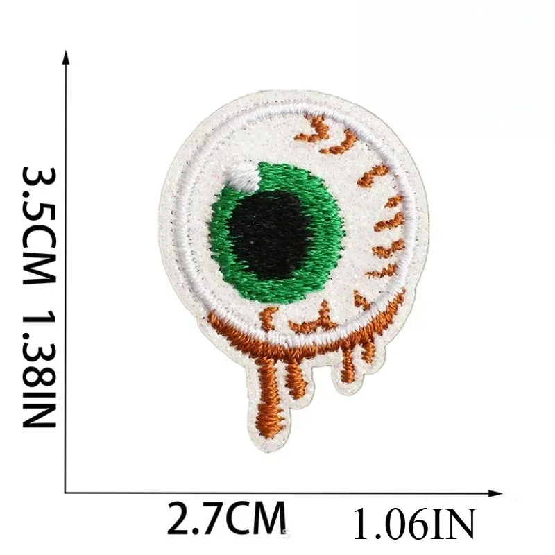 Horror Embroidery Cloth Sticker Glitter Powder Ghost Patch Sticker Cartoon Skull