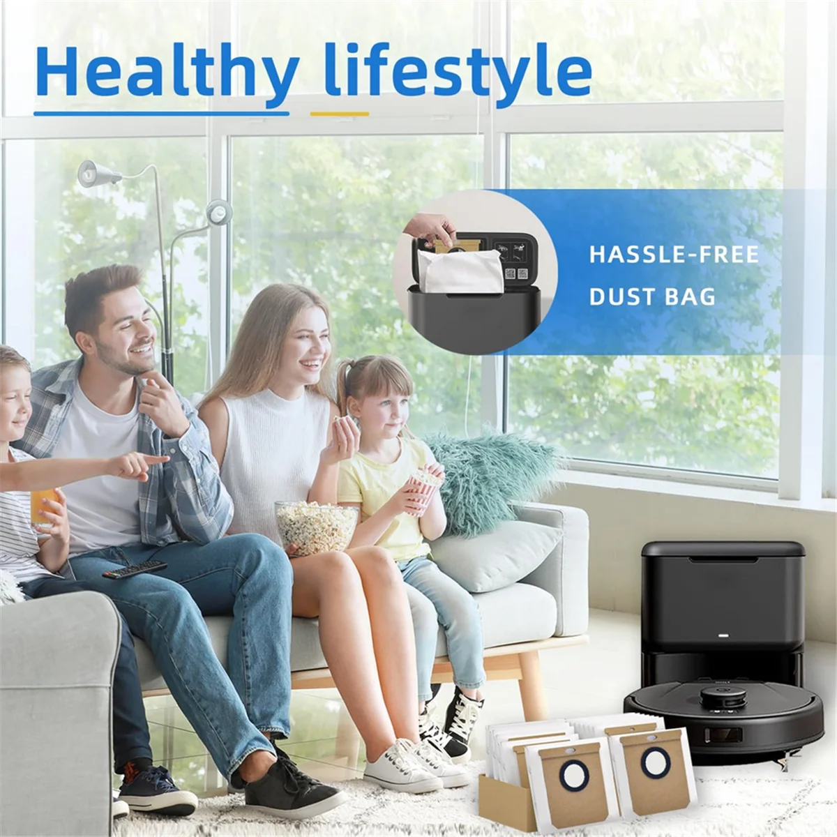 12แพ็คถุงเก็บฝุ่นสําหรับEufy L50 SES L60 SESเครื่องดูดฝุ่นSelf-Emptying Dock,สําหรับConga Home 1000,8090 Ultra,9090AI