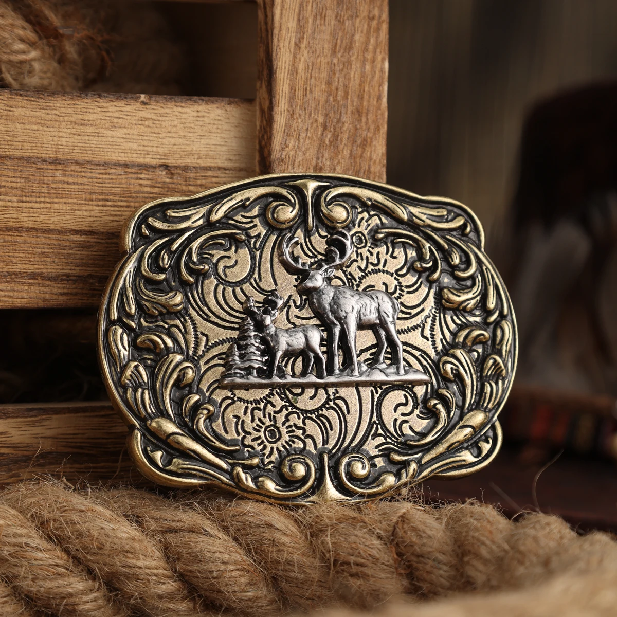 A Belt Buckle Head - A Western Cowboy-Style Belt Buckle Head - A Metal Buckle Head