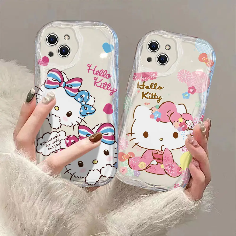 

Sanrio Hello Kitty Cute 3D Wave Case For Xiaomi Mi 14 12 12T 11 Lite Poco M6 X6 X5 X4 F4 X3 M3 Pro 4G 5G Soft Silicone Cover