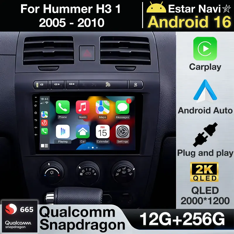 Android 16 Wireless Carplay For Hummer H3 1 2005 - 2010 Audio 360 Camera 2din GPS 5G WIFI Multimedia Head Unit Navigation Video