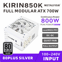 METALFISH KIRIN850K White Power Supply ATX-600W 700W 80 PLUS SILVER PSU Support ATX3.0 for Micro ATX Chassis for BTC(100-240V)