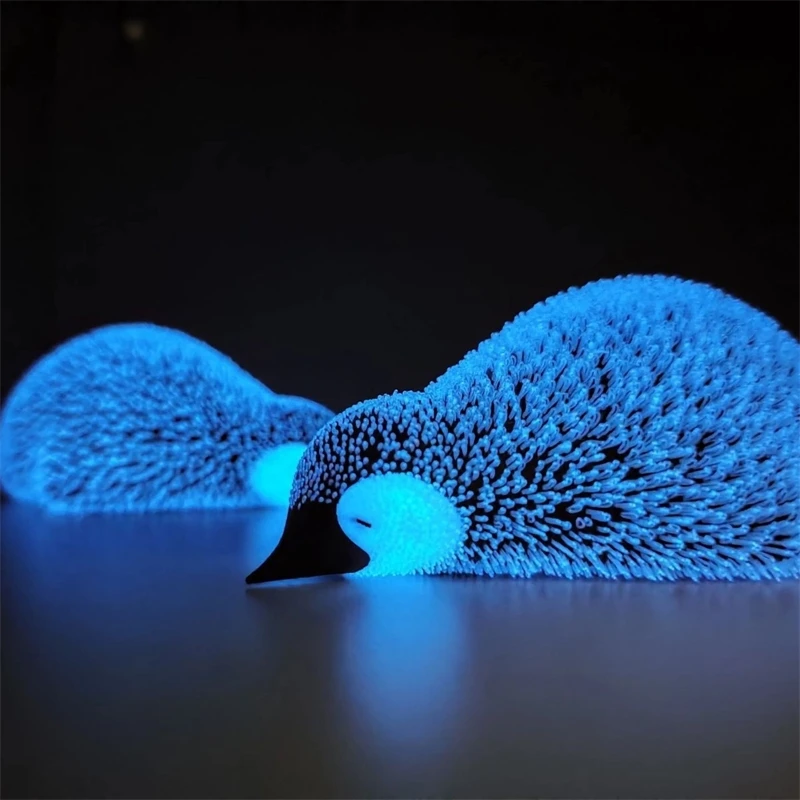 3D Printed Glow In The Dark Plush Penguin Two Poses Standing And Lying Night Light For Nursery Table Decor Gift For Kids Xmas