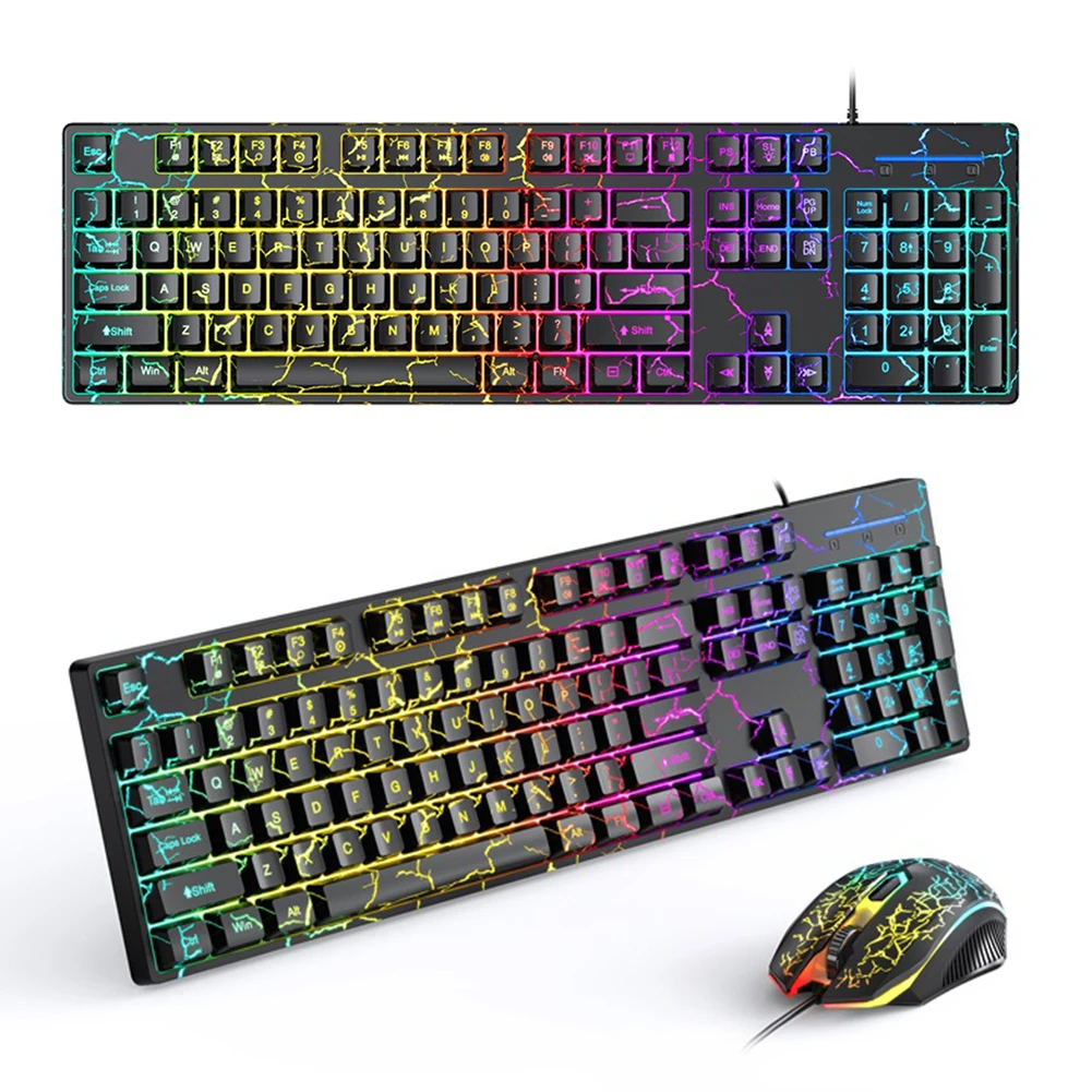 

Wired USB Gaming Keyboard and Mouse Set Gamer Keyboard RGB Backlit Ergonomic Keyboard 1.4M Compact PC Keyboard for Gaming Office