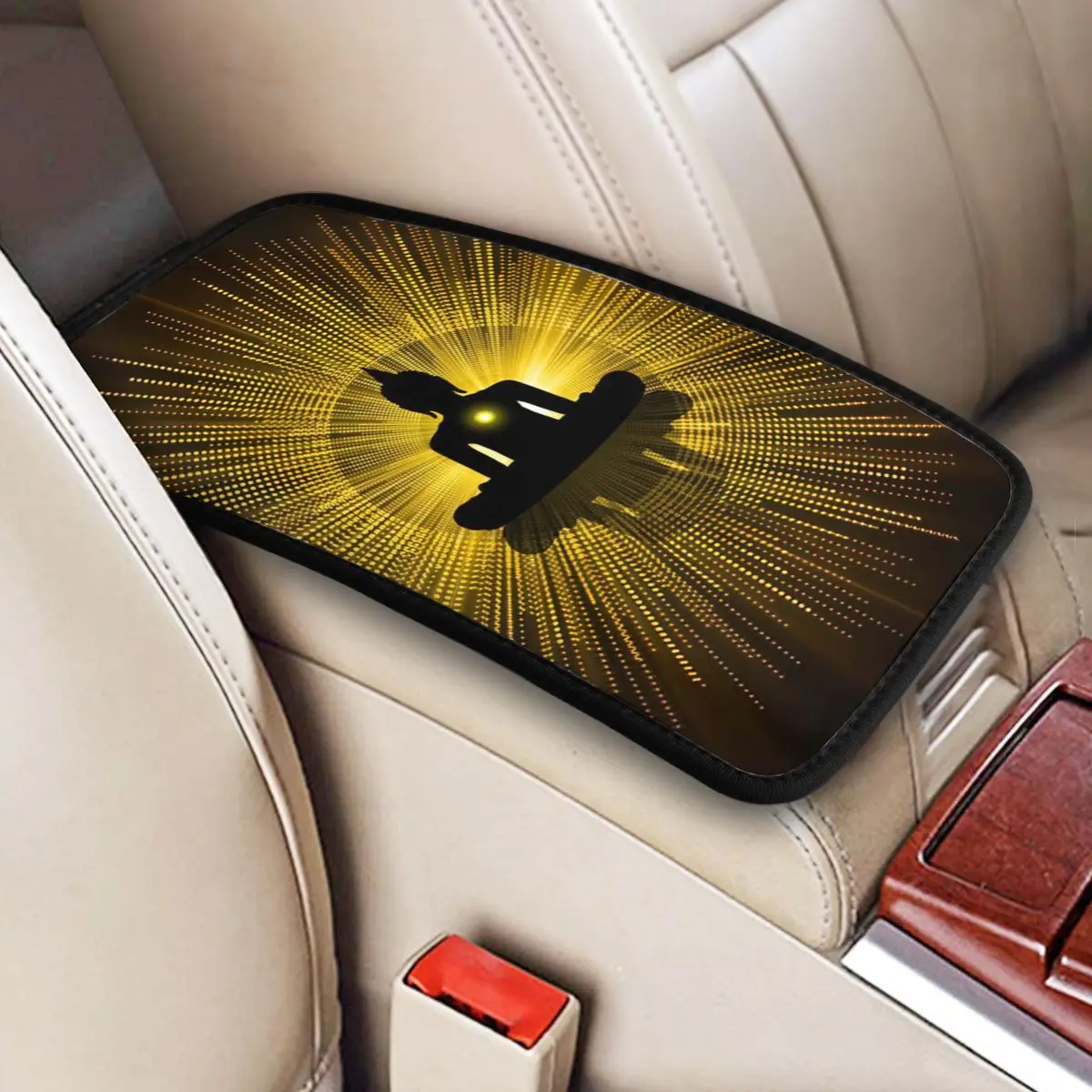 Black Buddha Yoga Car Accessories Car Handrail Box Cushion Custom Print Non-slip Car Armrest Cover