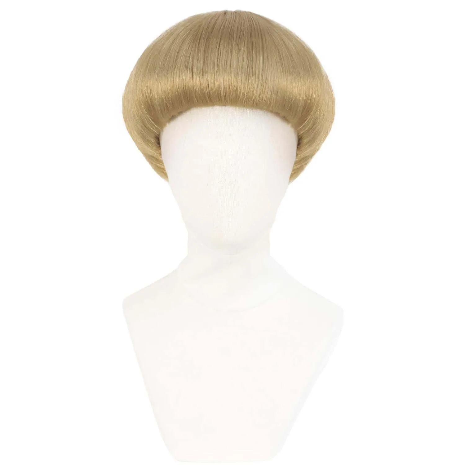 Synthetic Short Blonde Mushroom Wig for Men 60's Bowl Cut Wigs for Anime Movie Costume Halloween Cosplay Party,Multi-colored Wig