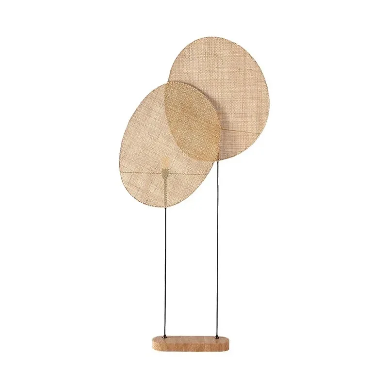 

Rattan fan leaf floor lamp, living room, study, bed and breakfast, tea room, retro art desk lamp