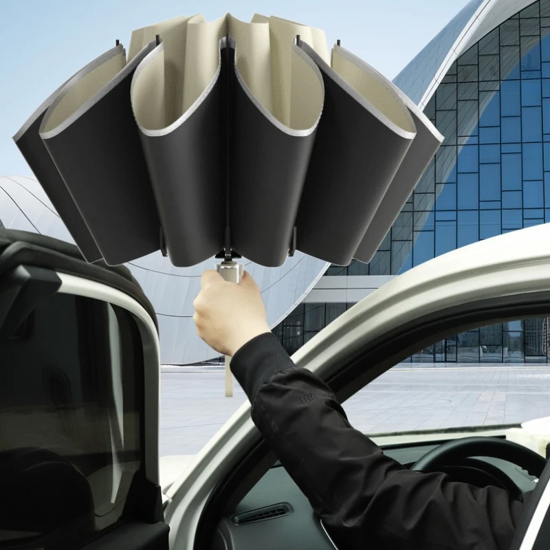 Fully Automatic Umbrella Sunshade Windproof Umbrella Reinforced 3-folding Rain Umbrellas Home Portable Lightweight Rain Gear
