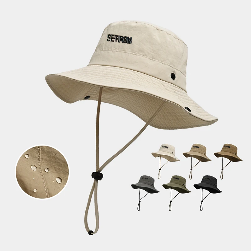 

Summer Sun Protection Waterproof Bucket Hat Camping Hiking Cap With Storage Bag Anti-UV Sun Hat Mountaineering Caps Panama Hats