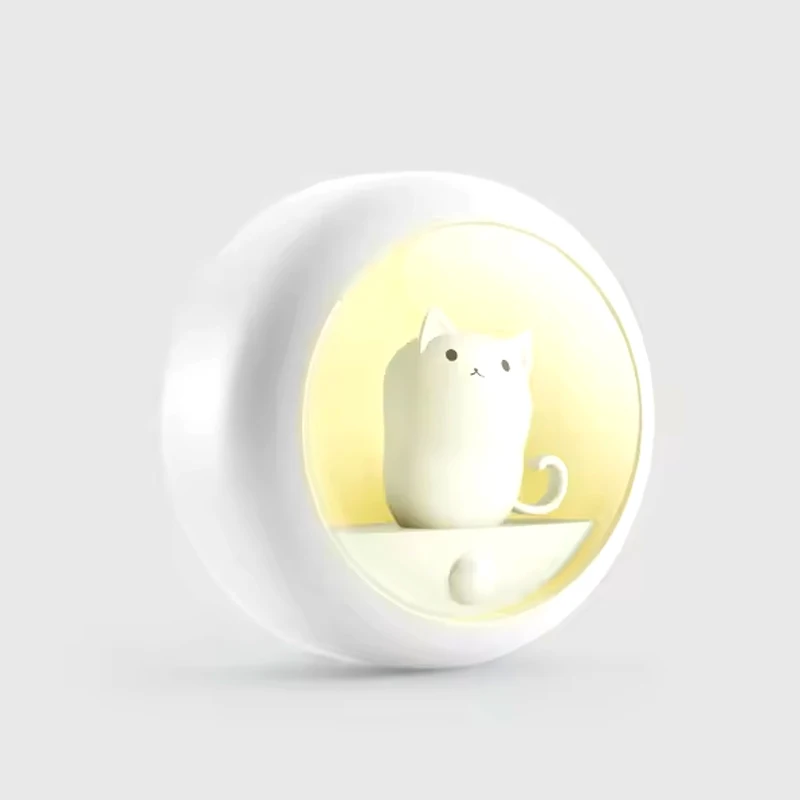 Adjustable Brightness LED Cat Wall Night Light for Indoor Use Motion Sensor Wireless Rechargeable Ideal For Various Spaces