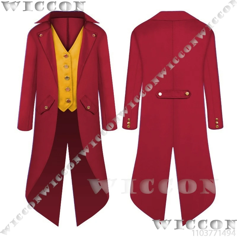 

Spring/Summer New Middle Ages Revival Men's Tailcoat Cosplay Costume Deep Red Suit Adults Stage Uniform Party Clothes Halloween