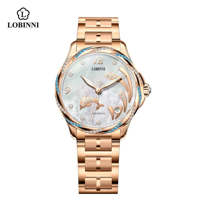LOBINNI Luxury Brand 33mm Lady's Gift Watch Casual Sapphire Crystal Glass Date MIYOTA 8215 Automatic Mechanical Watch