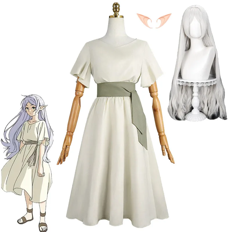 

Anime Frieren Cosplay Dress Wigs And Ear Props Frieren: Beyond Journey's End Costume Halloween Carnival Elf Magician Costumes