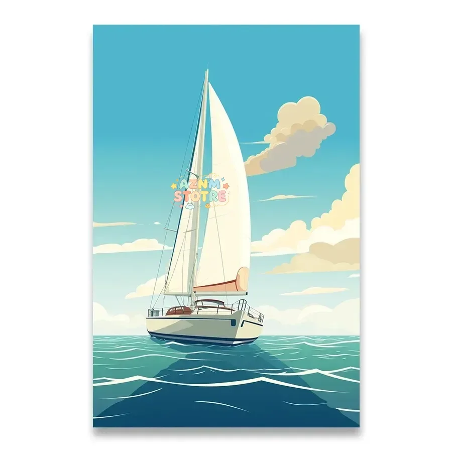Ocean Sailing Home Decoration Wall Decoration Canvas  Painting Interior  Animation Boat Wall