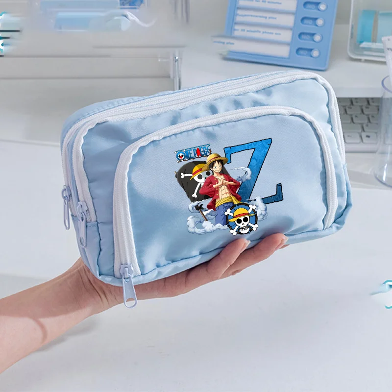 

One Piece Cute Pencil Case Cartoon Anime Pattern A-Z Letter Printed Pencil Pouch Students Back To School Supplies Party Gifts