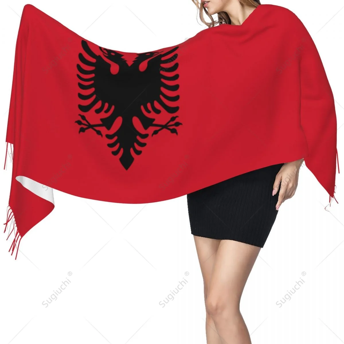 Albania Flag Scarf Pashmina Warm Scarves Shawl Wrap Hijab Spring Winter Multifunction Unisex