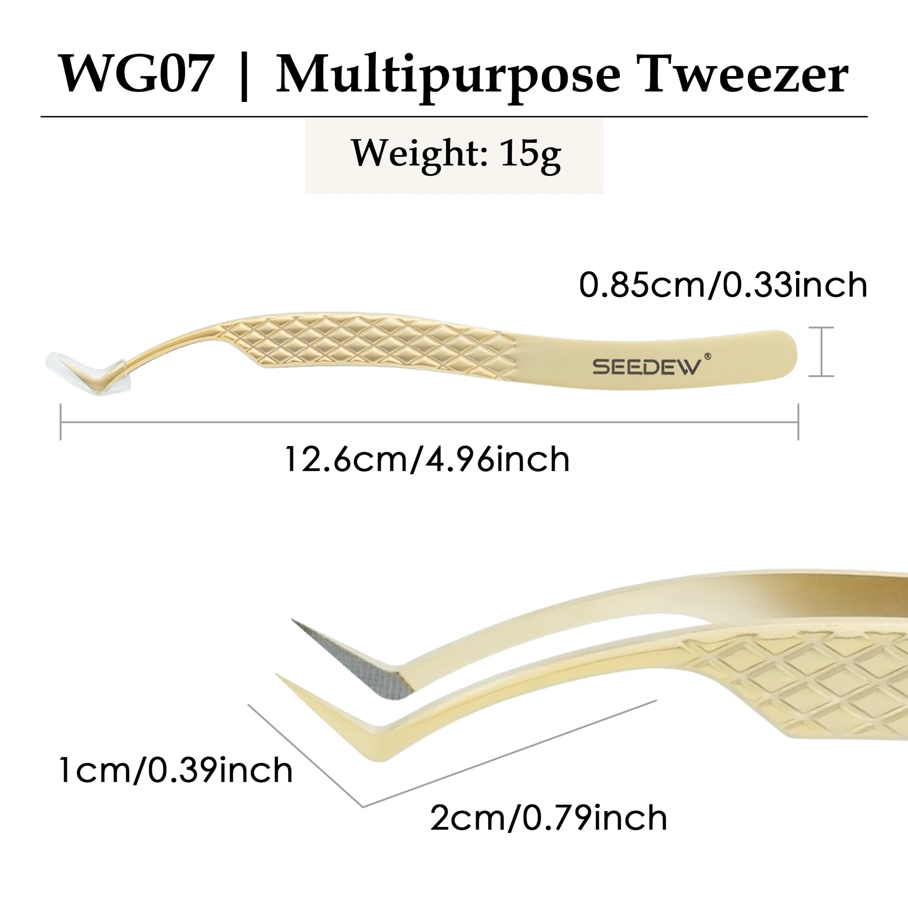 SEEDEW Präzisionspinzette mit Mikrofaserspitze aus Edelstahl, rutschfeste Pinzette für Wimpernverlängerung für Make-up-Werkzeuge – Detail 8