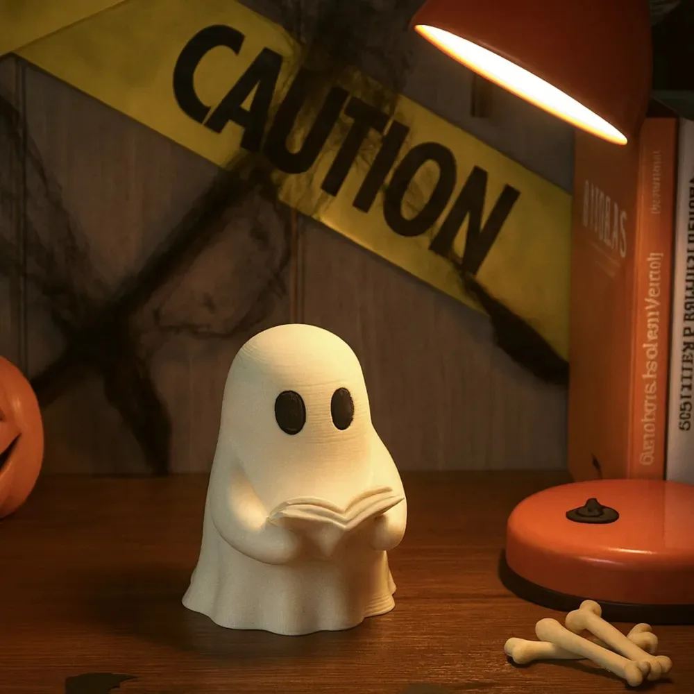 Halloween Reading Ghost Statue, Ghost Reading Decoration Ornament, Cute Bookworm Reading Statue, Home Room Desktop Decoration