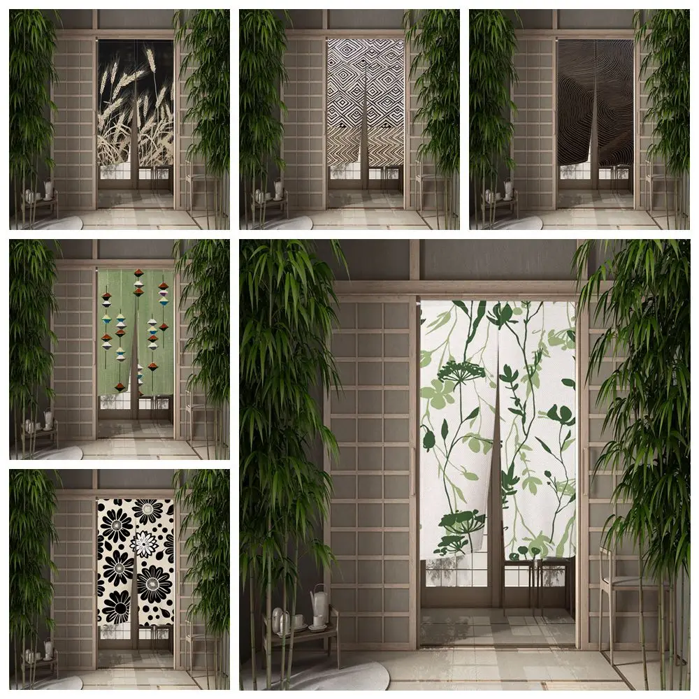 Japanese-style Door Curtain Half-split Hanging Kitchen Bedroom Cafe Privacy Partition Opaque Curtain Customized Pattern Size