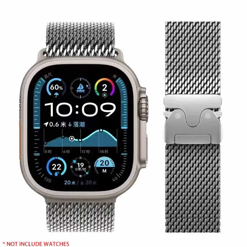 

Highquality Milanese Loop Watch Band for Apple iWatch Ultra 2 42mm 46mm IWatch Series s10 Parachute Buckle Stainless Steel Strap
