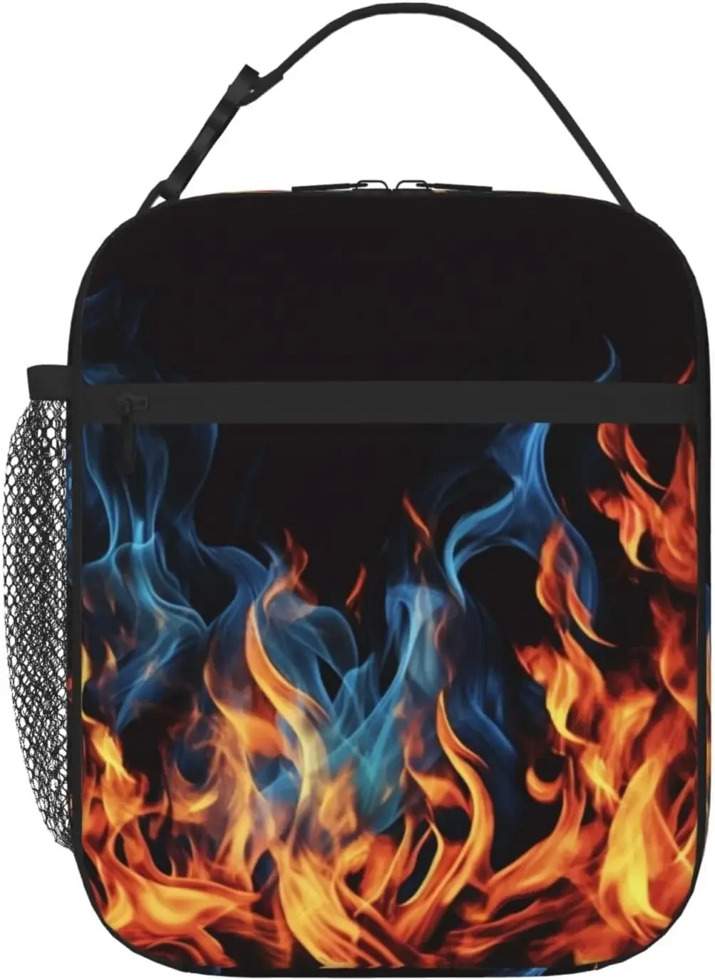 Red Flame And Blue Fire Lunch Bag For Women Men Insulated Reusable Lunch Box Cooler Totes For Work Office Picnic Camping