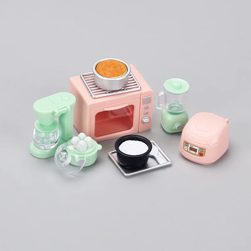 Kids Mini Play House Miniature Rice Cooker Oven Juicer Egg Steamer Small Model Children's Doll House Accessories