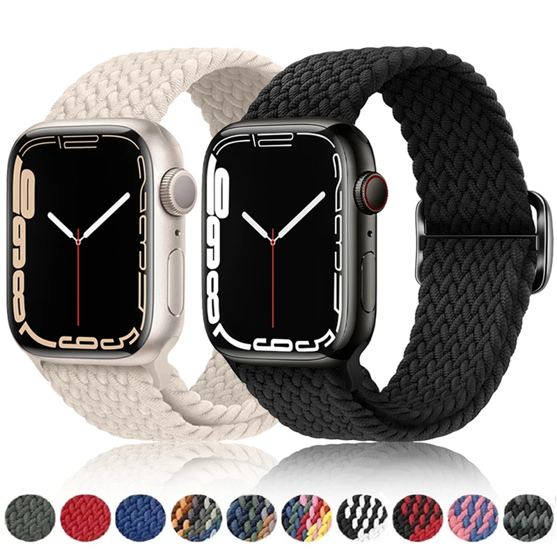 Pasek do zegarka z jabłkiem 44mm 40mm 45mm 41mm 49mm 38mm 42mm elastyczna pleciona bransoletka iwatch seria 7 se 5 6 8 ultra 49mm opaska