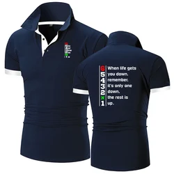 2025 Summer Men Manual Transmission 1N23456 Motorcycle Logo Print Popular Lapel Collar Breathable High-Quality Cotton Polo Shirt