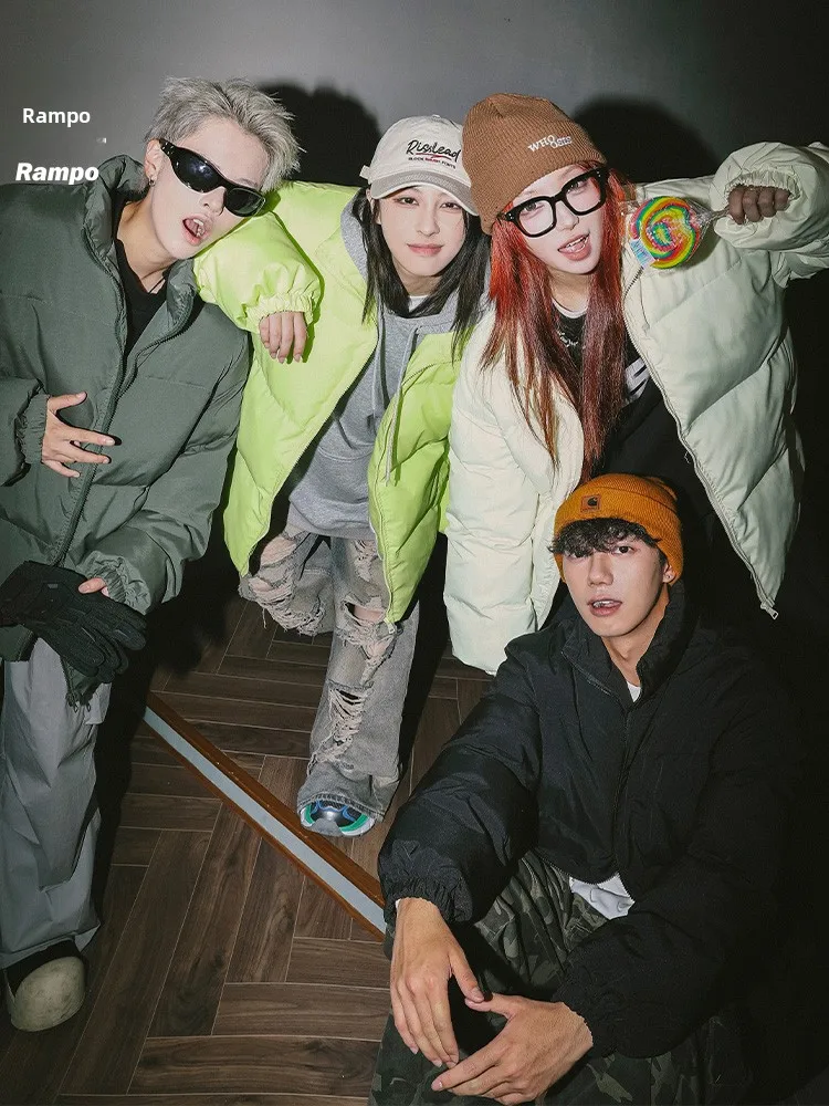 

Rampo Men's Thiened Cotton Jaet Stand Collar Warm Casual Winter Outerwear Youth Faion Polyester Fiber Fill Coat