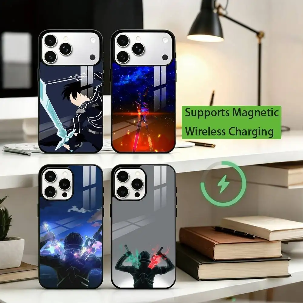 

Anime Sword Art Online Kirito Phone Case For iPhone17,16,15,14,13,12,11 Plus,Pro Compatible with magnetic wireless charging