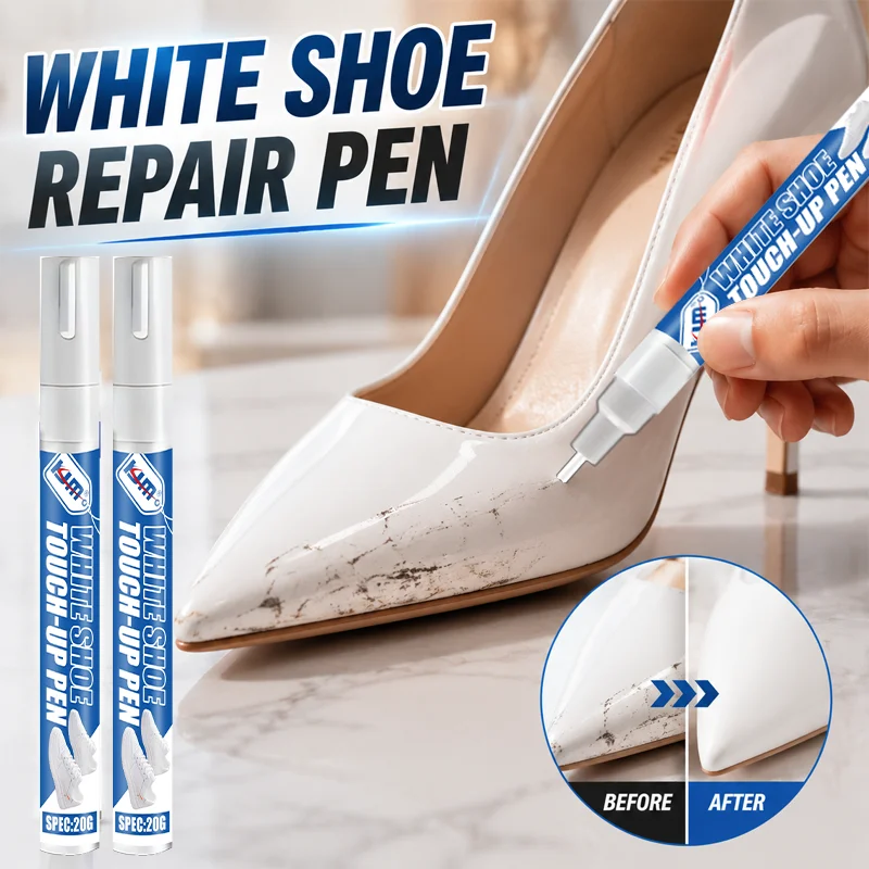 KJM White Shoe Repair Pen Scratch Cover For Sneakers Water Resistant Quick Dry Upper Restorer For Leather Canvas Footwear