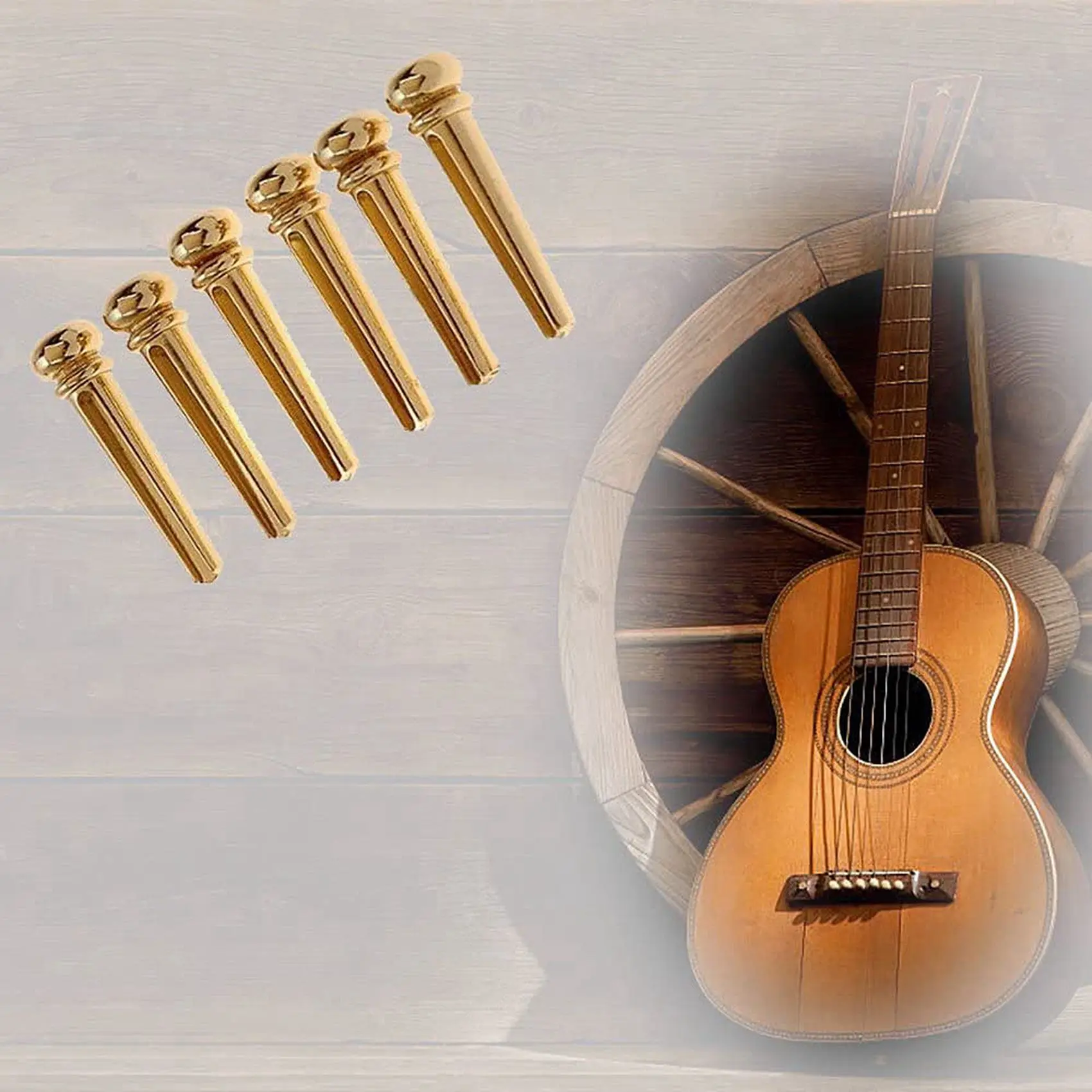 NALFI-Guitar Bridge Pins 60Pcs Brass Endpin For Acoustic Guitar With Guitar Bridge Pin Puller