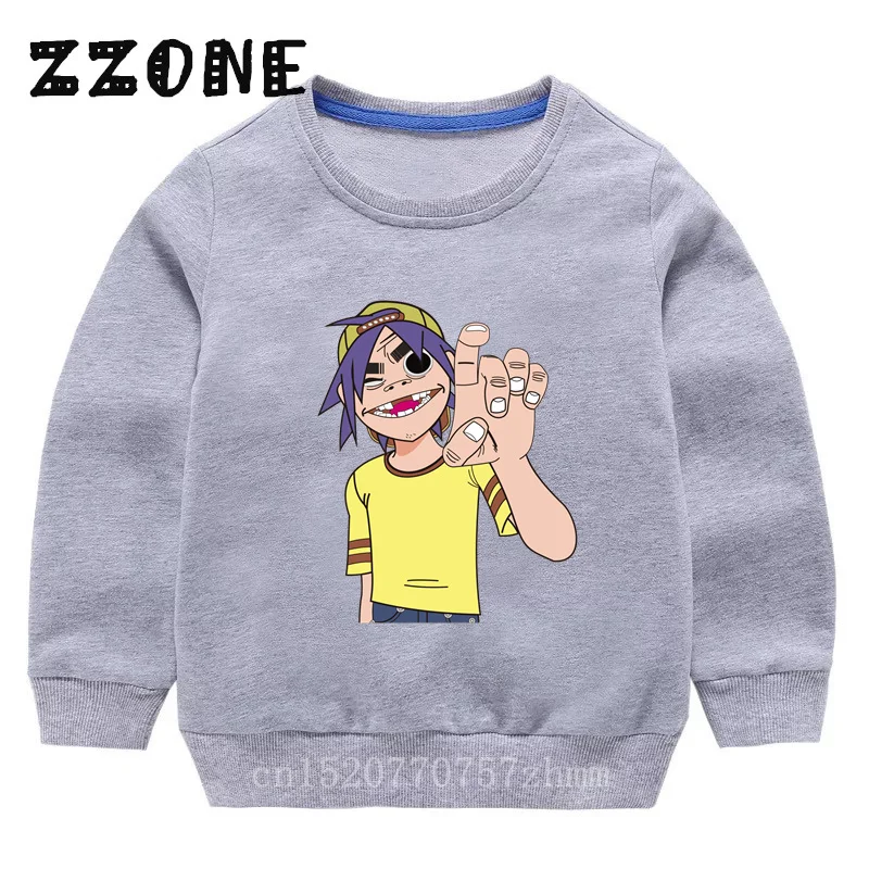 Hot Sale Kids Sweatshirts Gorillaz Rock Band Print Fashion Children Hoodies Baby Pullover Outwear Tops Funny Girls Boys Clothes