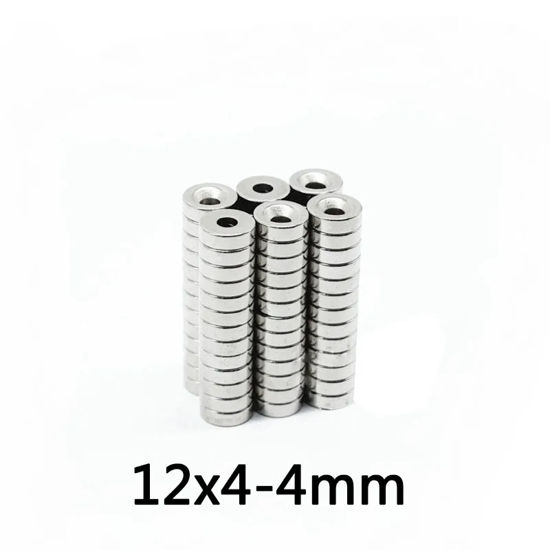 10~500PCS 12x4-4 N35 Powerful Magnetic 12*4 mm Hole 4mm Countersunk Neodymium Magnet Permanent NdFeB Magnets 12x4-4mm 12*4-4 mm