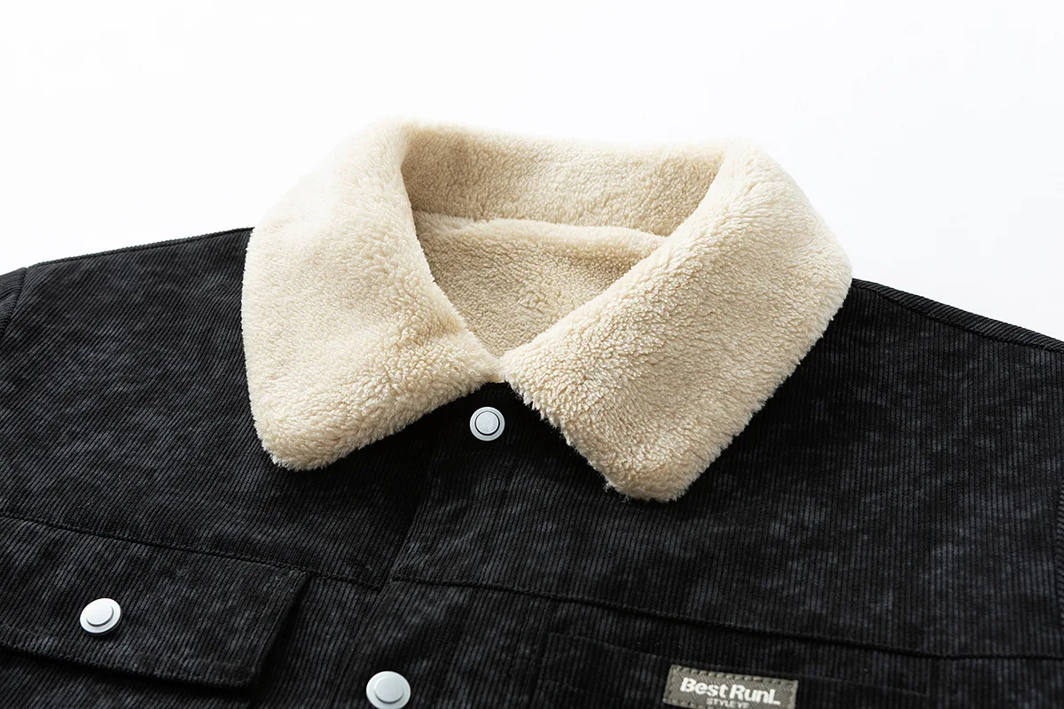 Men Corduroy Fleece Down Jackets Winter Coats Warm Parkas New Fashion Male Outwear Casual Coats Quality Men Trendy Jackets 8XL
