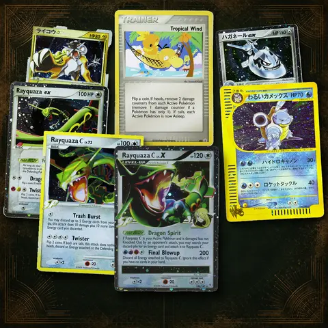 PKM Proxy Golden Sky, Silvery Ocean Nintendo Black Star Promos Blastoise/Rayquaza Holo & Non-Holo Rare Collection Cards, PTCG.