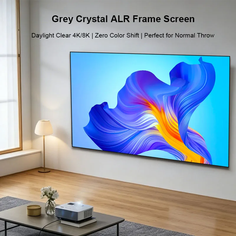 Grey Crystal ALR Projection Screen Ambient Light Rejecting Fixed Frame Projector Screen For Projector 4k Home Cinema