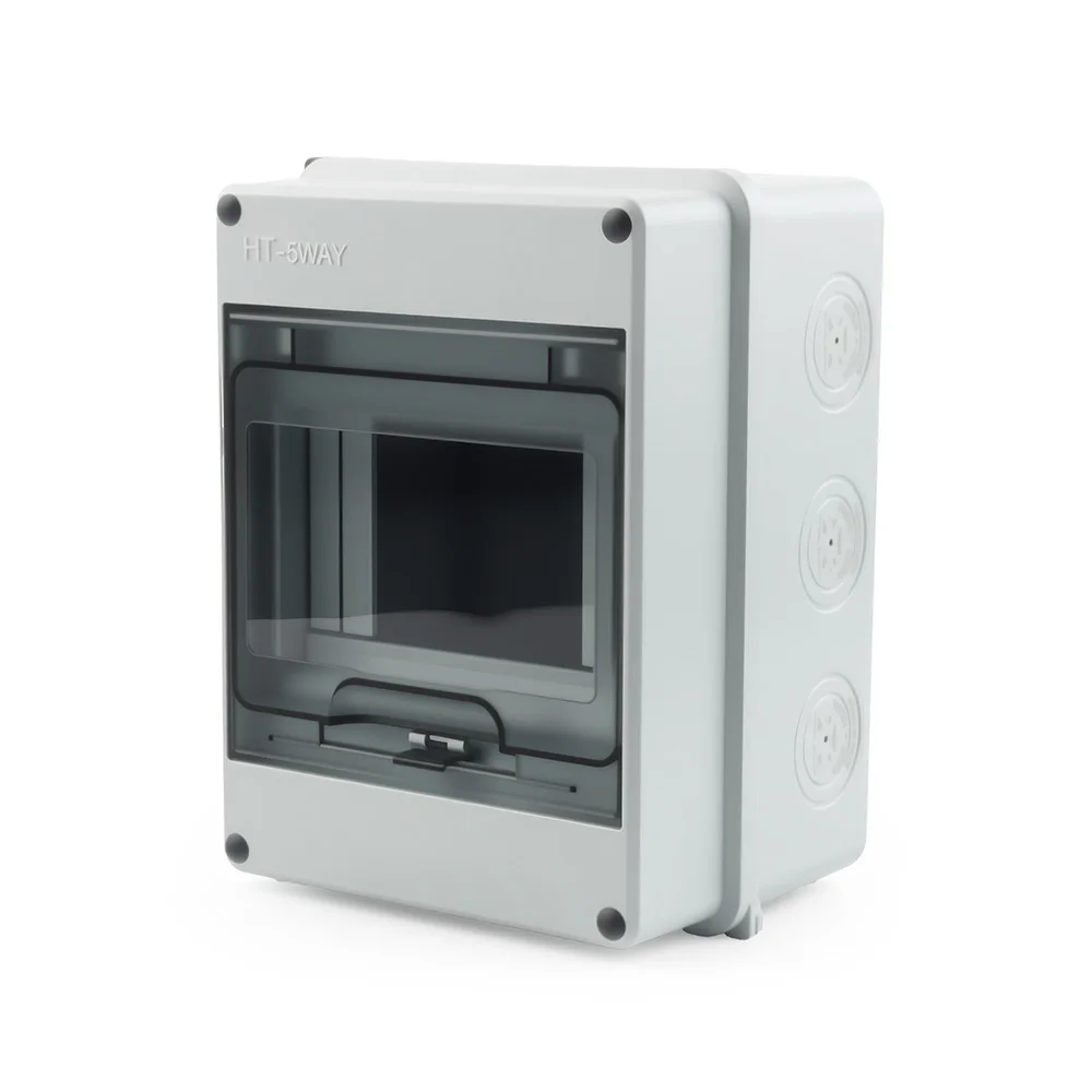 IP65 Waterproof Distribution Box HT-5/8/12/15/18/24 Way ABS Plastic Material Transparent Visual Window Wall-mounted Outdoor Use