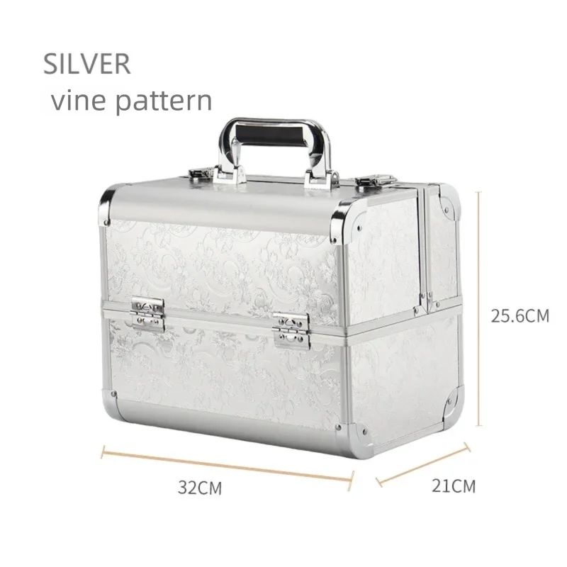 Large-capacity, multi-functional, multi-tiered compartment dedicated portable handbag for makeup storage