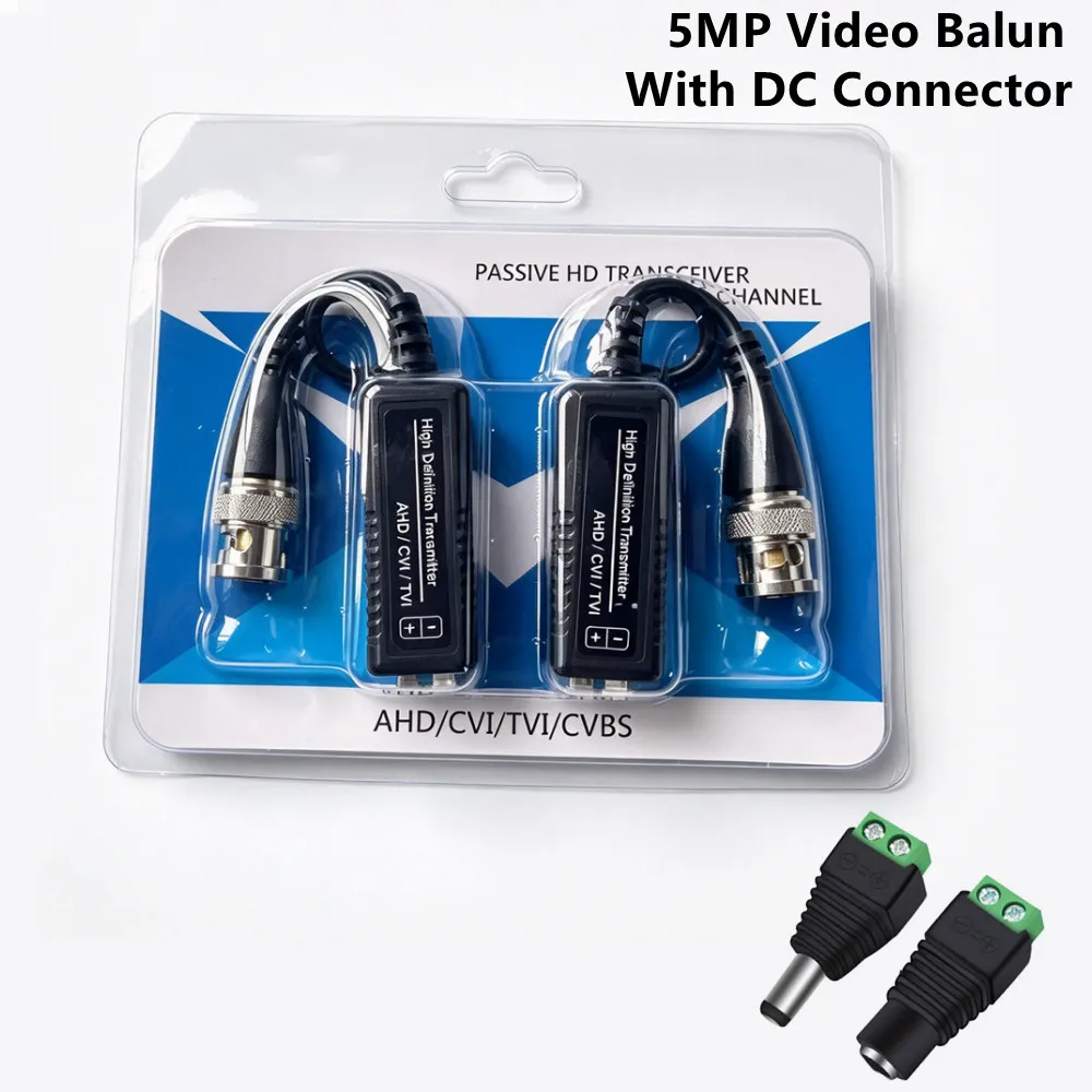 CCTV Accessories Passive HD 5MP BNC Video Balun Passive Twisted Pair Transmitter Surveillance Camera Connector