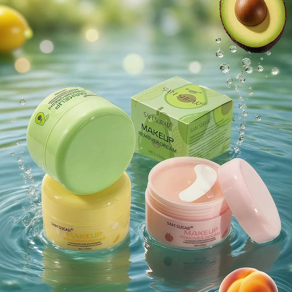 بلسم تنظيف الفاكهة مزيل المكياج مع مستخلصات طبيعية لطيف على العينين والشفاه التطهير العميق لا بقايا للبشرة الحساسة