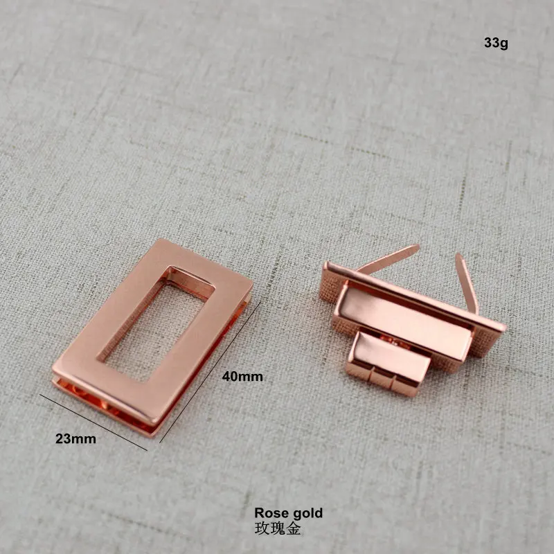 Nolvo world 10-50sets Rose gold 40*23mm High qulity lock woman bag making twist turn lock