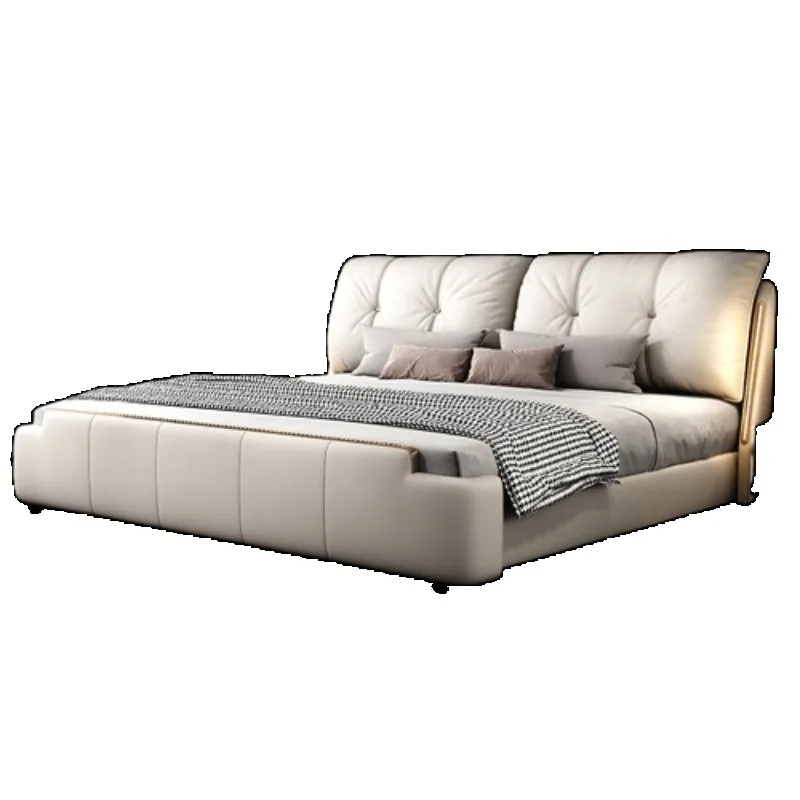 er-Headboard Sleeping Bed Upholstered Minimalist Queen Size Fancy Bed Frame Nordic Muebles Para El Hogar Bedroom Set Furniture-