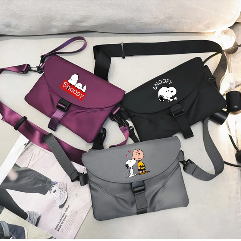 Snoopy Shoulder Bag Boy Girl Anime Cartoon Cute Chest Bag Fashion Portable Large Capacity Waterproof Crossbody Bag Handbag Gift