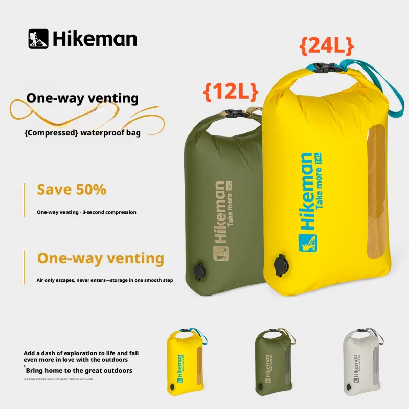 Hikeman clothing compression bag, travel airless waterproof packing bag, rafting and stream trekking organizing bag