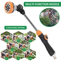 47cm Water Sprayer Nozzle 180° Adjustable High Pressure Garden Nozzle Multifunctional 8 Spray Modes Irrigation Hose Nozzle