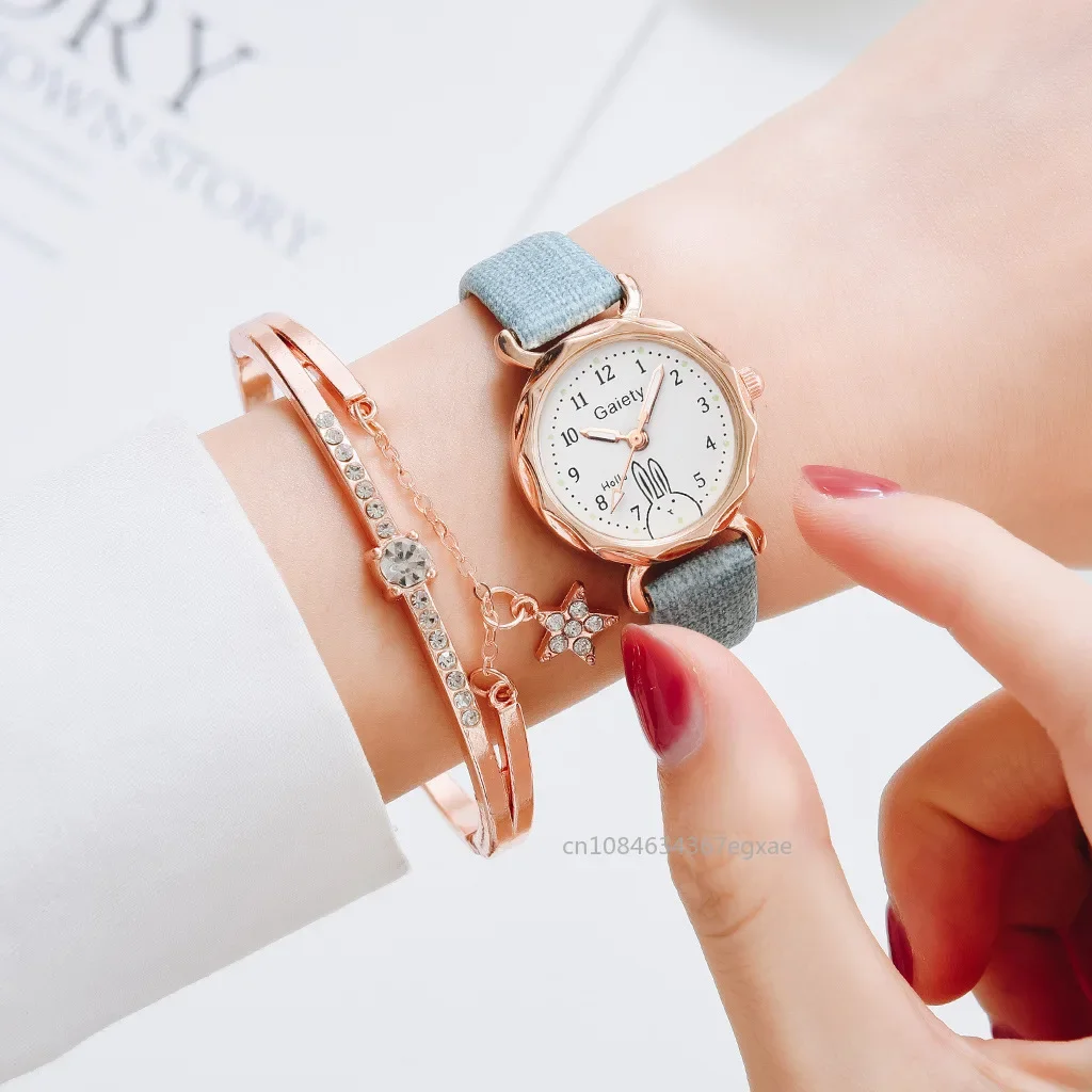 2/1PCS Set Women Watches Luxury Temperament Ladies Watch New Casual Leather Strap Quartz Wristwatches Gifts Relogio Feminino