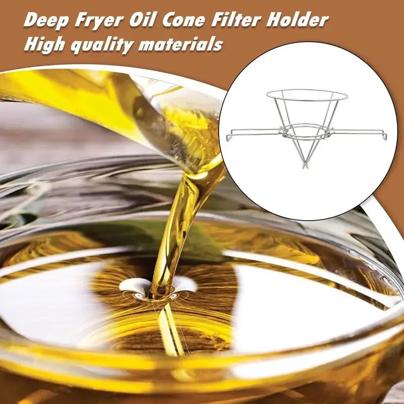 Fryer Oil Filter Stand Maple Syrup Cone Filter Stand With Folding Arms Stainless Steel Reusable Strainer Rack For Kitchen Home
